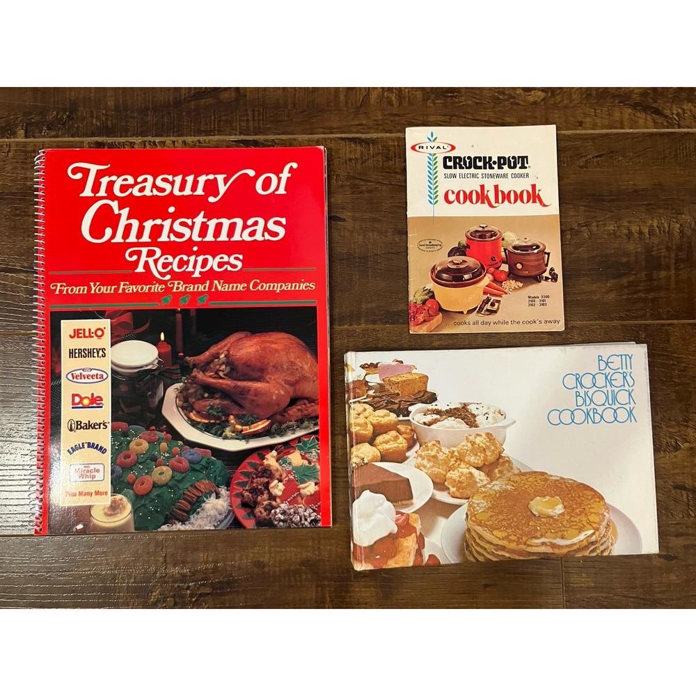Vintage Cookbook Lot 3 Betty Crocker Bisquick Crock Pot Christmas Recipes